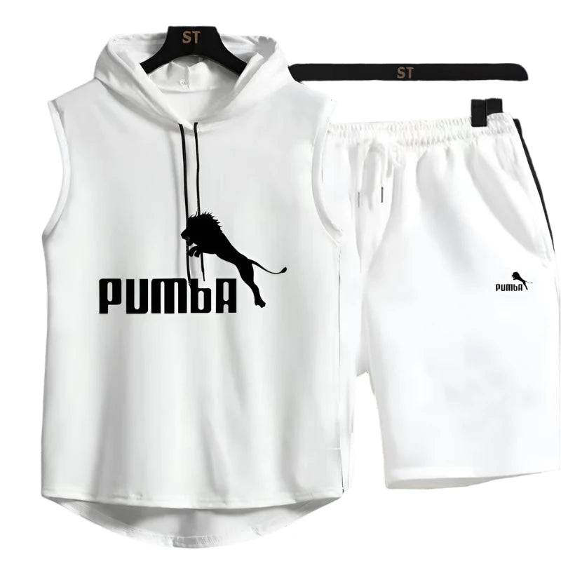 Brand  Summer Men's Two Piece Set CasualT-Shirt and Shorts Set Mens Sports Suit Fashion Short Sleeve Tracksuit Hooded T-shirt