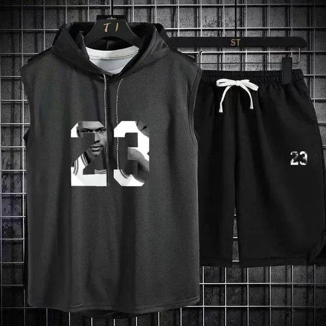 
                  
                    New Summer Men's Two Piece Set CasualT-Shirt and Shorts Set Mens Sports Suit Fashion Short Sleeve Tracksuit Hooded T-shirt
                  
                