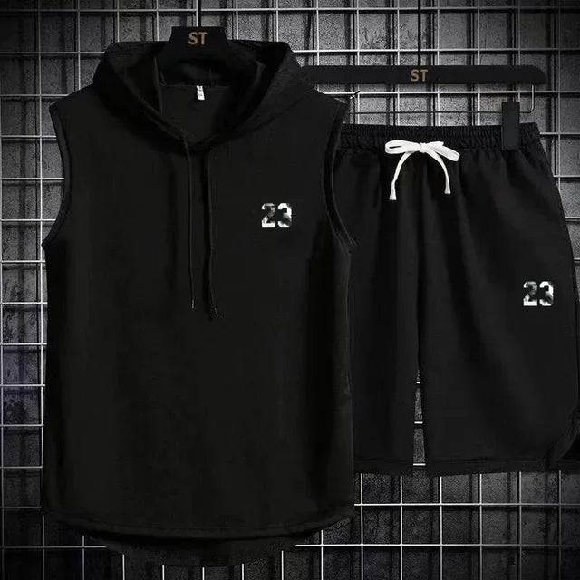 
                  
                    New Summer Men's Two Piece Set CasualT-Shirt and Shorts Set Mens Sports Suit Fashion Short Sleeve Tracksuit Hooded T-shirt
                  
                