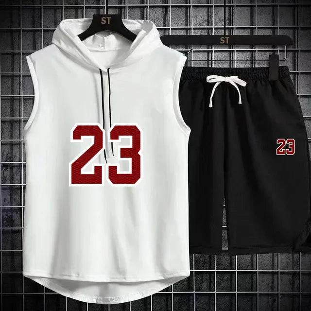 
                  
                    New Summer Men's Two Piece Set CasualT-Shirt and Shorts Set Mens Sports Suit Fashion Short Sleeve Tracksuit Hooded T-shirt
                  
                