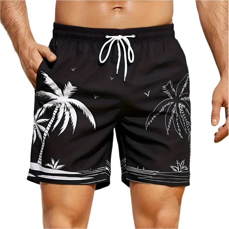 New Summer Harajuku 3D Cocoanut Trees Printing Beach Shorts Palm Tree Graphic Board Shorts For Men Hawaiian Cool Swimming Trunks