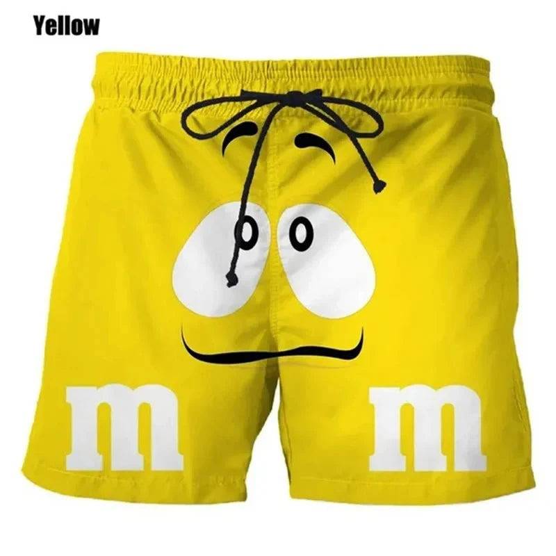 
                  
                    Funny M&M's Chocolate Bean Beach Shorts Men 3D Printing M&M Board Shorts Swimsuit Summer Quick Drying Shorts Sport Shorts
                  
                