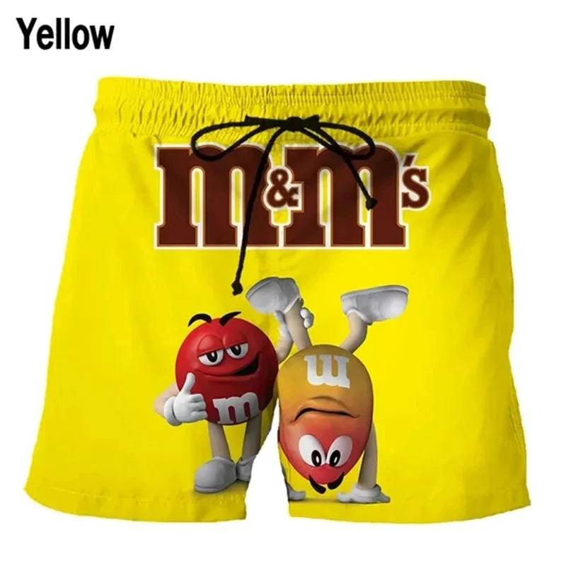 
                  
                    Funny M&M's Chocolate Bean Beach Shorts Men 3D Printing M&M Board Shorts Swimsuit Summer Quick Drying Shorts Sport Shorts
                  
                