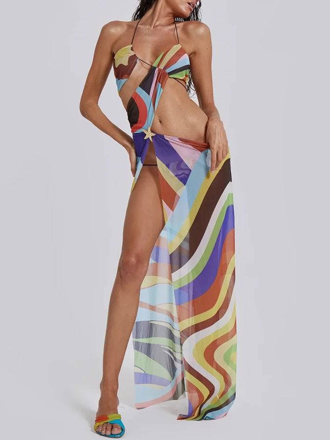 
                  
                    Color Printed Micro Bikini 2024 Trend Sexy Swimsuit Women's Low Waist Strap Triangle Cup Beachwear Neck Party Swim Wear Dress
                  
                