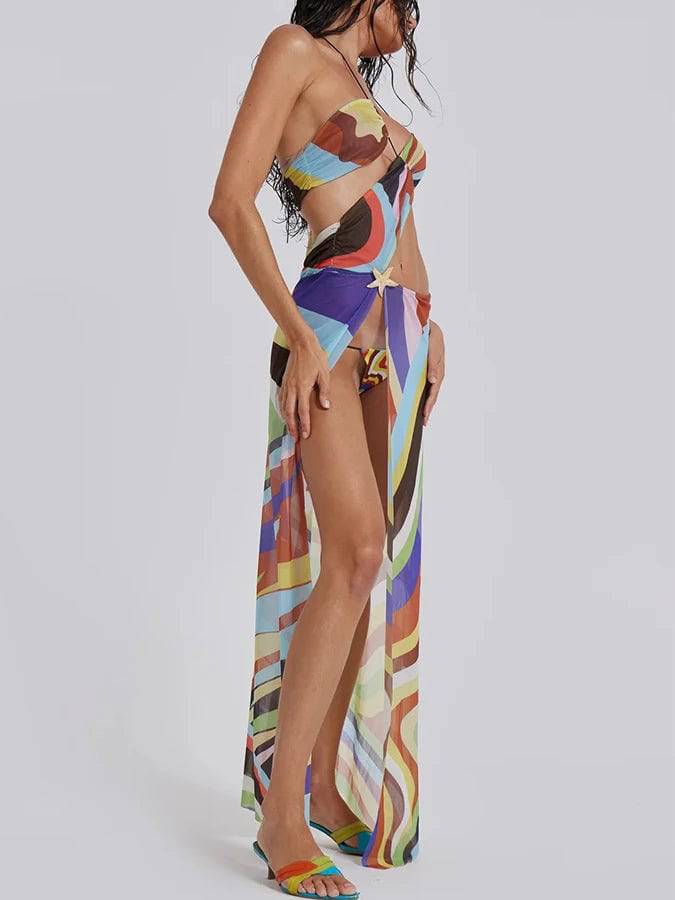 
                  
                    Color Printed Micro Bikini 2024 Trend Sexy Swimsuit Women's Low Waist Strap Triangle Cup Beachwear Neck Party Swim Wear Dress
                  
                