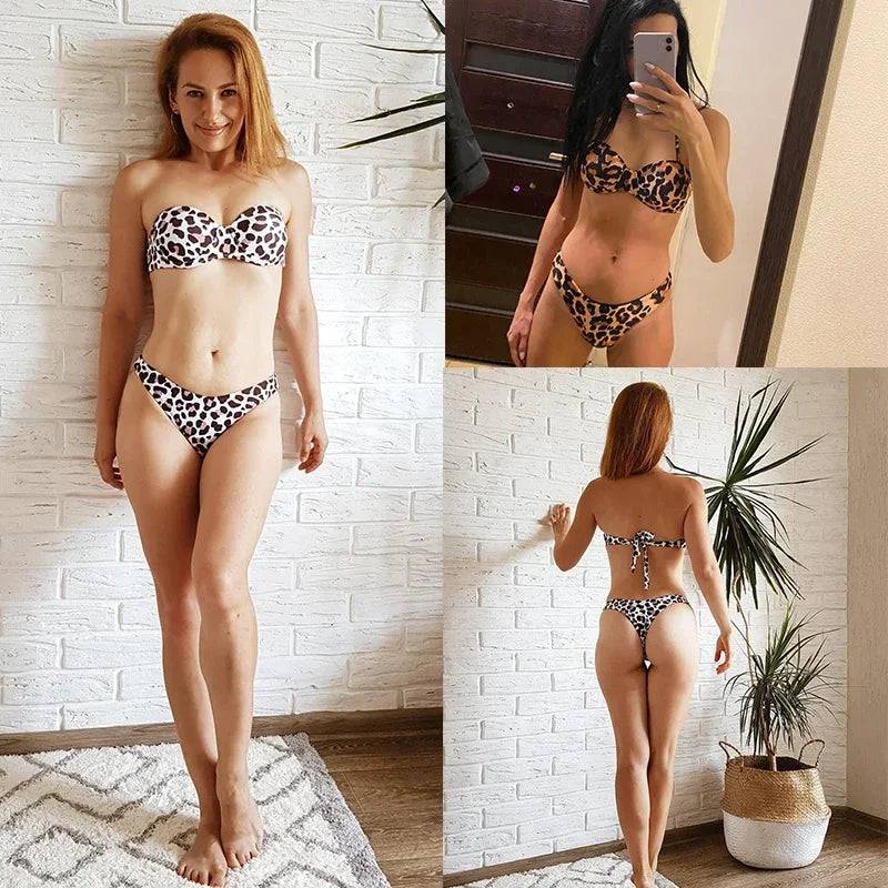 
                  
                    Sexy Women Bikini Swimsuit Push-up Bra Bikini Set Two Piece Swim Suit Swimwear Low-waisted Beachwear Leopard Bathing
                  
                