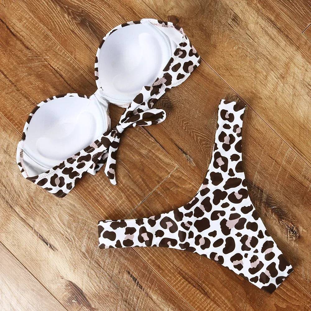 
                  
                    Sexy Women Bikini Swimsuit Push-up Bra Bikini Set Two Piece Swim Suit Swimwear Low-waisted Beachwear Leopard Bathing
                  
                