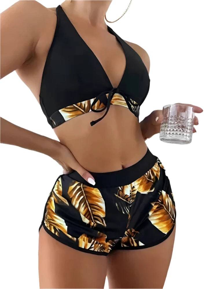 3 Pieces Bikinis Set Women Push-up Bandeau Low Waist Swimsuit Beachwear Bathing Suit 2024 Beach Wear Brazilian Biquinis