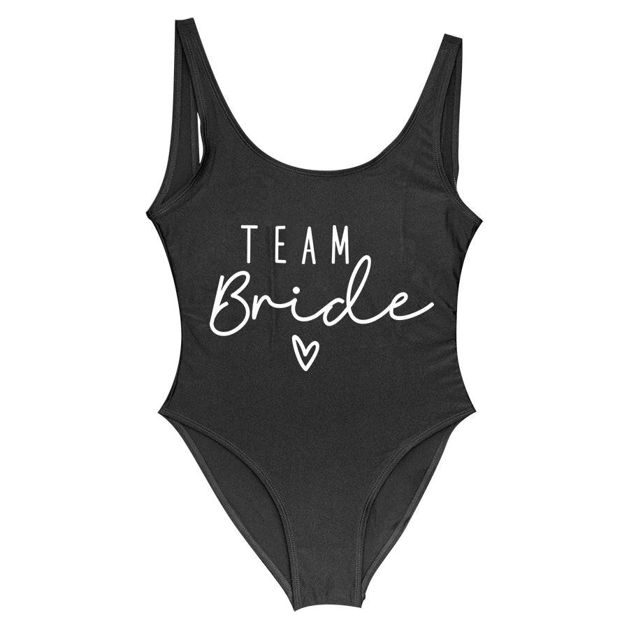 S-3XL Gold Print Team Bride One-Piece Swimsuit Squad Women Swimwear Bachelorette Party Swimsuit Summer Beatchwear Bathing Suit