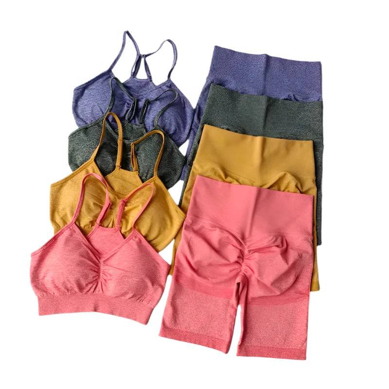 2Pcs Women Sport Suit Gym Set Yoga Suit  Hip Lift Female Yoga Wear Fitness Sports Bra Seamless Workout Shorts Yoga Set