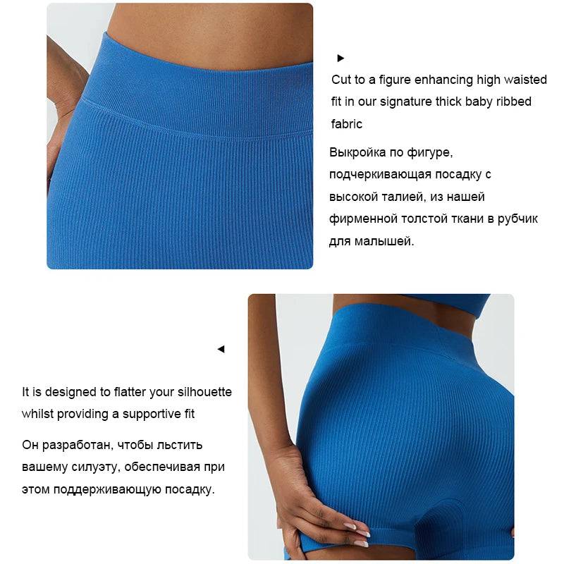 
                  
                    Seamless Sports Shorts For Women New Ribbed Biker Shorts Fitness High Waist Push Up Gym Shorts Mid Thigh Length
                  
                