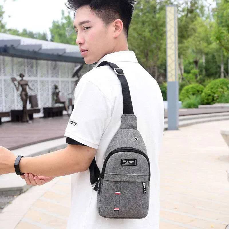 
                  
                    Polarshe Men Chest Bag Business Waterproof Crossbody Bag Casual Canvas Waist Bags Multifunction Travel Bag Black Shoulder Purse
                  
                