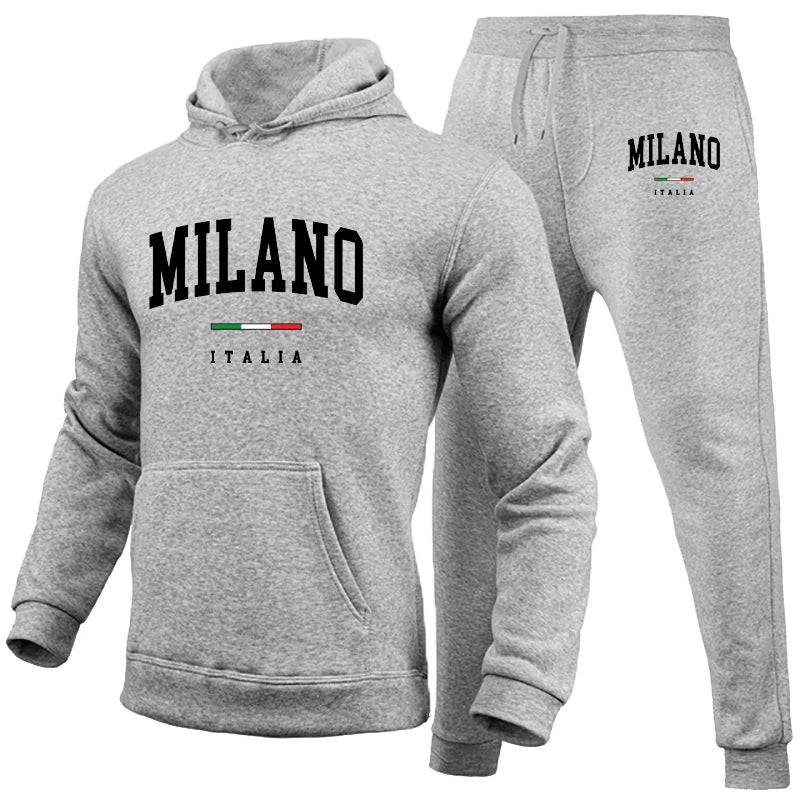 
                  
                    Men's Luxury Hoodie Set Milano Print Sweatshirt Sweatpant for Male Hooded Tops Jogging Trousers Suit Casual Streetwear Tracksuit
                  
                