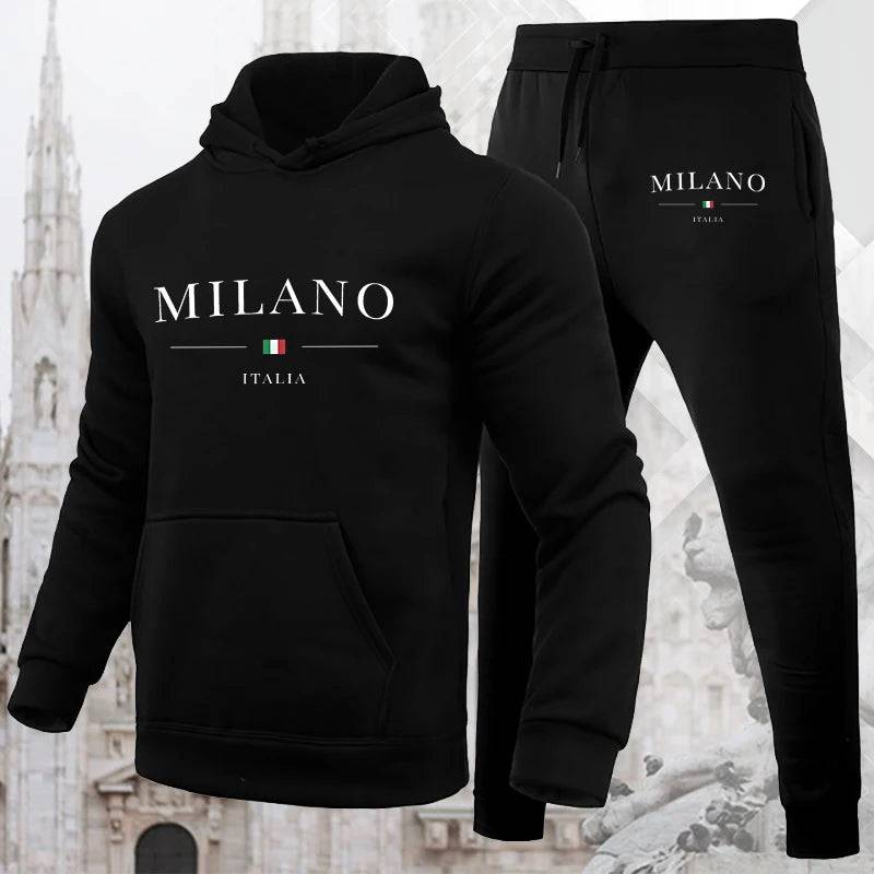 
                  
                    Men's Luxury Hoodie Set Milano Print Sweatshirt Sweatpant for Male Hooded Tops Jogging Trousers Suit Casual Streetwear Tracksuit
                  
                