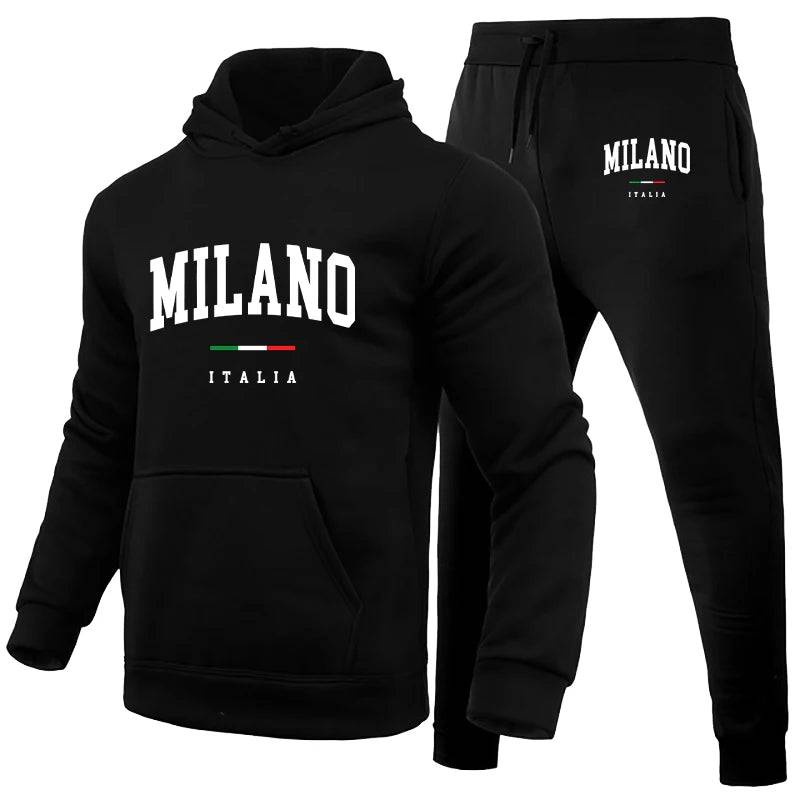 
                  
                    Men's Luxury Hoodie Set Milano Print Sweatshirt Sweatpant for Male Hooded Tops Jogging Trousers Suit Casual Streetwear Tracksuit
                  
                