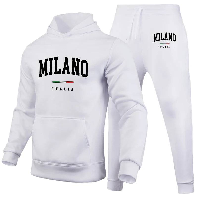 
                  
                    Men's Luxury Hoodie Set Milano Print Sweatshirt Sweatpant for Male Hooded Tops Jogging Trousers Suit Casual Streetwear Tracksuit
                  
                