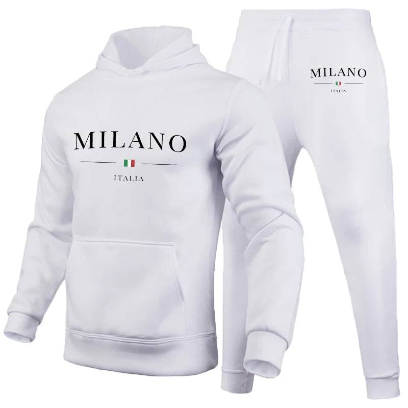 
                  
                    Men's Luxury Hoodie Set Milano Print Sweatshirt Sweatpant for Male Hooded Tops Jogging Trousers Suit Casual Streetwear Tracksuit
                  
                