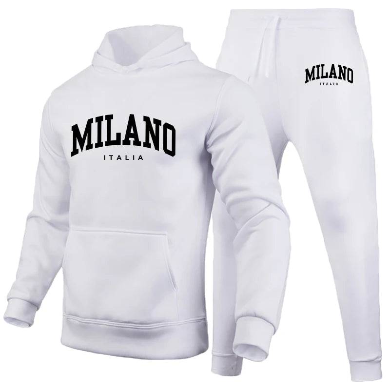 
                  
                    Men's Luxury Hoodie Set Milano Print Sweatshirt Sweatpant for Male Hooded Tops Jogging Trousers Suit Casual Streetwear Tracksuit
                  
                