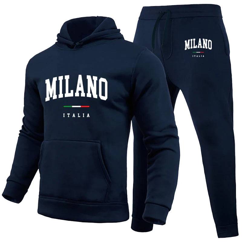 
                  
                    Men's Luxury Hoodie Set Milano Print Sweatshirt Sweatpant for Male Hooded Tops Jogging Trousers Suit Casual Streetwear Tracksuit
                  
                