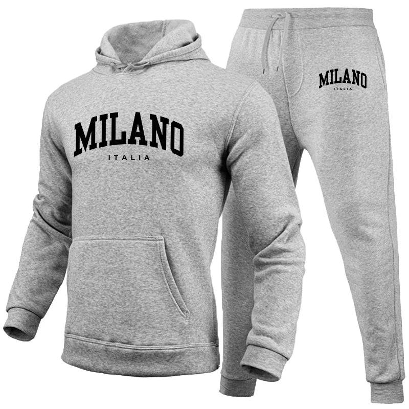 
                  
                    Men's Luxury Hoodie Set Milano Print Sweatshirt Sweatpant for Male Hooded Tops Jogging Trousers Suit Casual Streetwear Tracksuit
                  
                