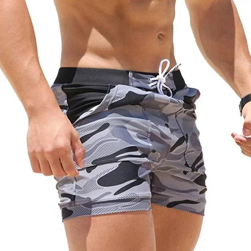 Summer Mens Swimwear Basic Shorts Swimming Trunk Surf Camo Beach Shorts with Pockets Men Handsome Swimwear