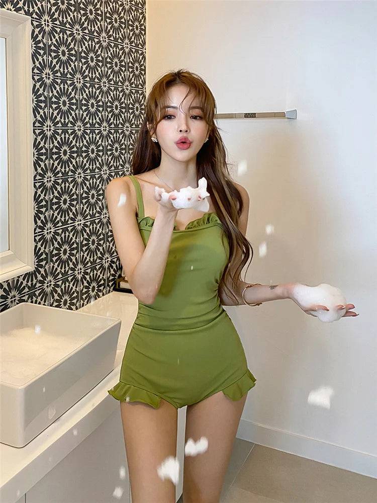 
                  
                    2022 New Korean Sexy Push Up One Piece Swimsuit Dress Monokini Cut Out Swimwear Women Swim Bathing Cute Swimming Suit
                  
                