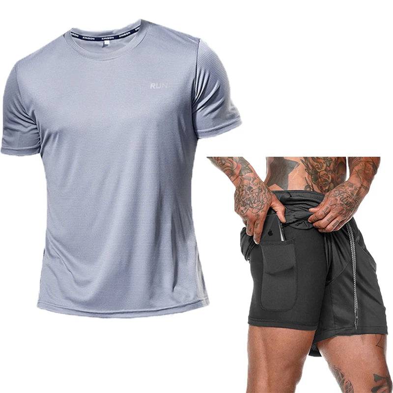 
                  
                    Men's Running Sets Summer Sportswear Gym Fitness Suits Quick Dry T-Shirts+Short Sports Clothing Workout Training Sport Tracksuit
                  
                