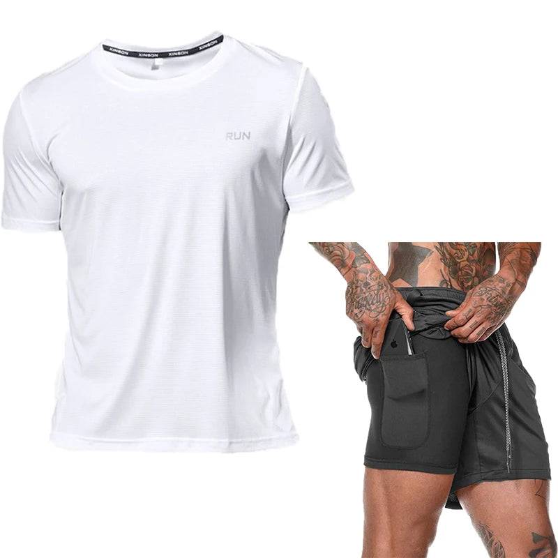 
                  
                    Men's Running Sets Summer Sportswear Gym Fitness Suits Quick Dry T-Shirts+Short Sports Clothing Workout Training Sport Tracksuit
                  
                