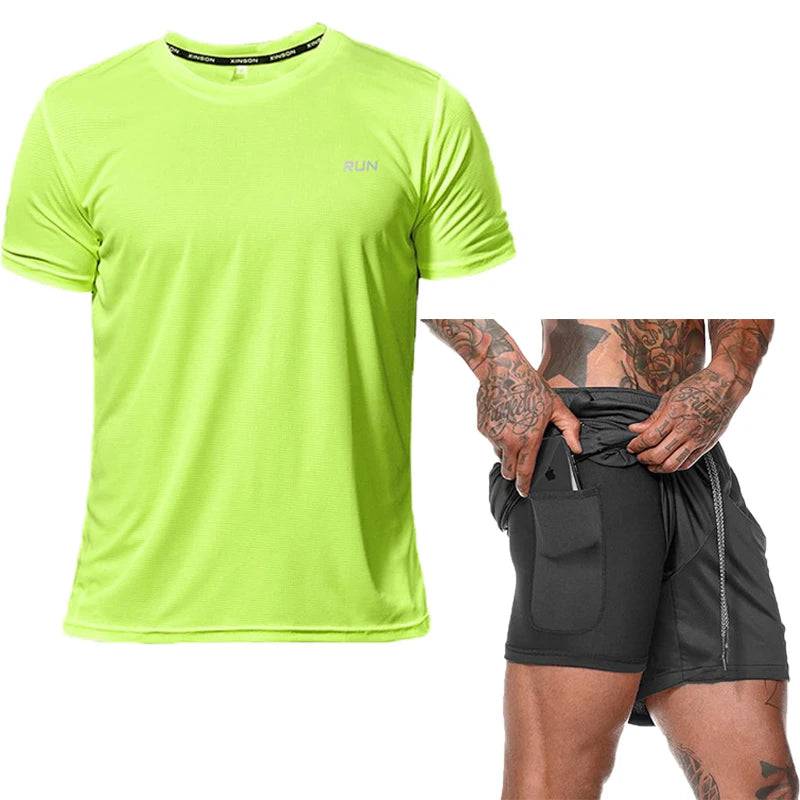 
                  
                    Men's Running Sets Summer Sportswear Gym Fitness Suits Quick Dry T-Shirts+Short Sports Clothing Workout Training Sport Tracksuit
                  
                