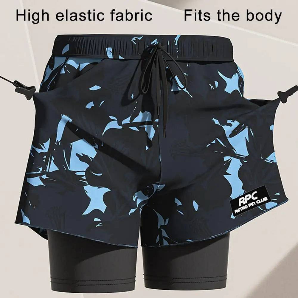 
                  
                    Mens Swimming Trunks With Compression Liner Stretch Mens Swimwear 2 In 1 Quick Dry Running Gym Swim Shorts For Men
                  
                