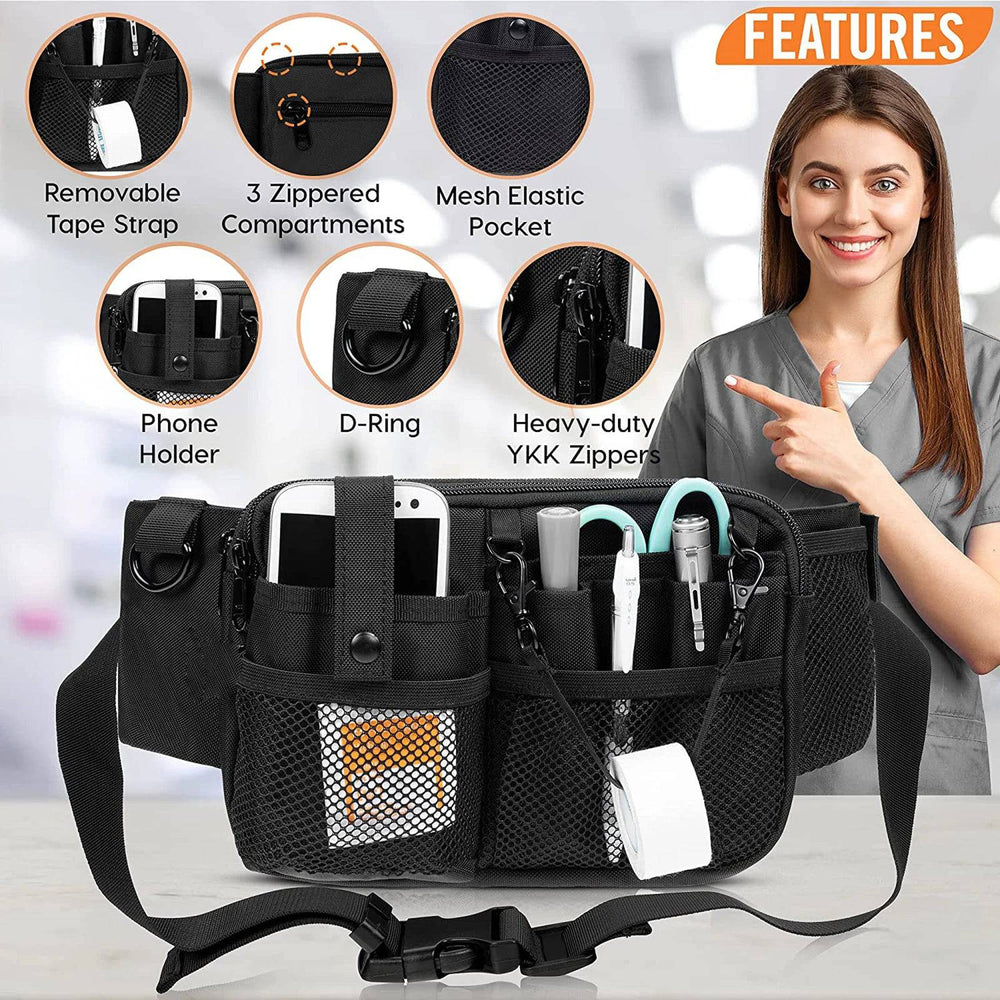 
                  
                    Multi Compartment Gear Pocket Nursing Organizer Belt Bag Utility Waist Pack Nursing Bag for Pen Women Work Supplies Men Scissors
                  
                