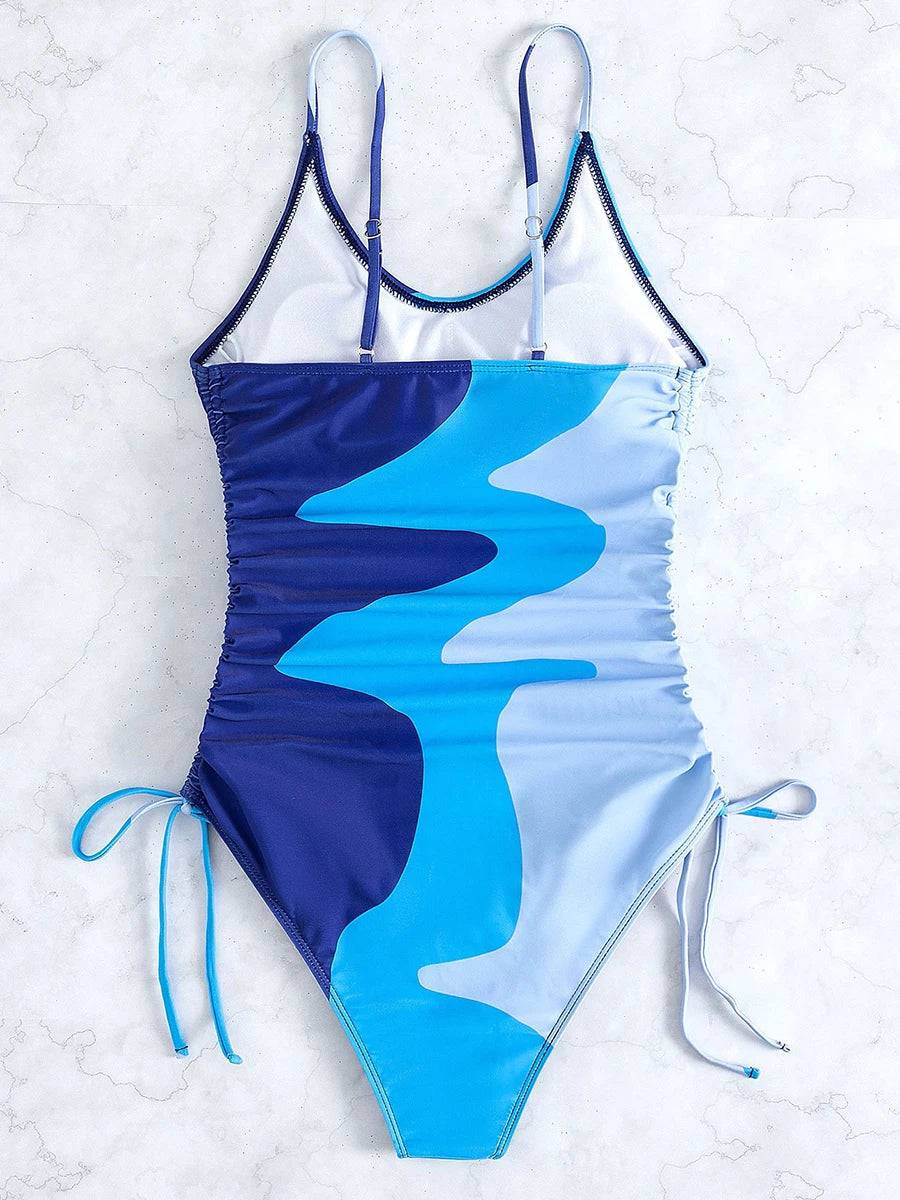 
                  
                    2024 Drawstring Swimsuit One Piece Printed Swimwear Women Strape Bathers Bathing Swim Suit Female Swimming Beachwear Bodysuit
                  
                