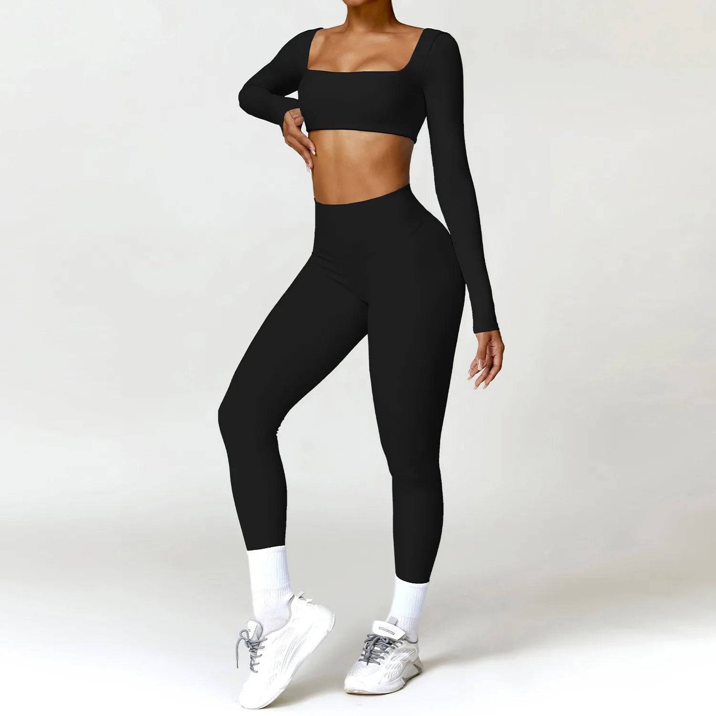 
                  
                    Women Tracksuit Yoga Set 2PCS Sportswear Workout Clothes Athletic Wear Gym Legging Fitness Bra Crop Top Long Sleeve Sports Suits
                  
                