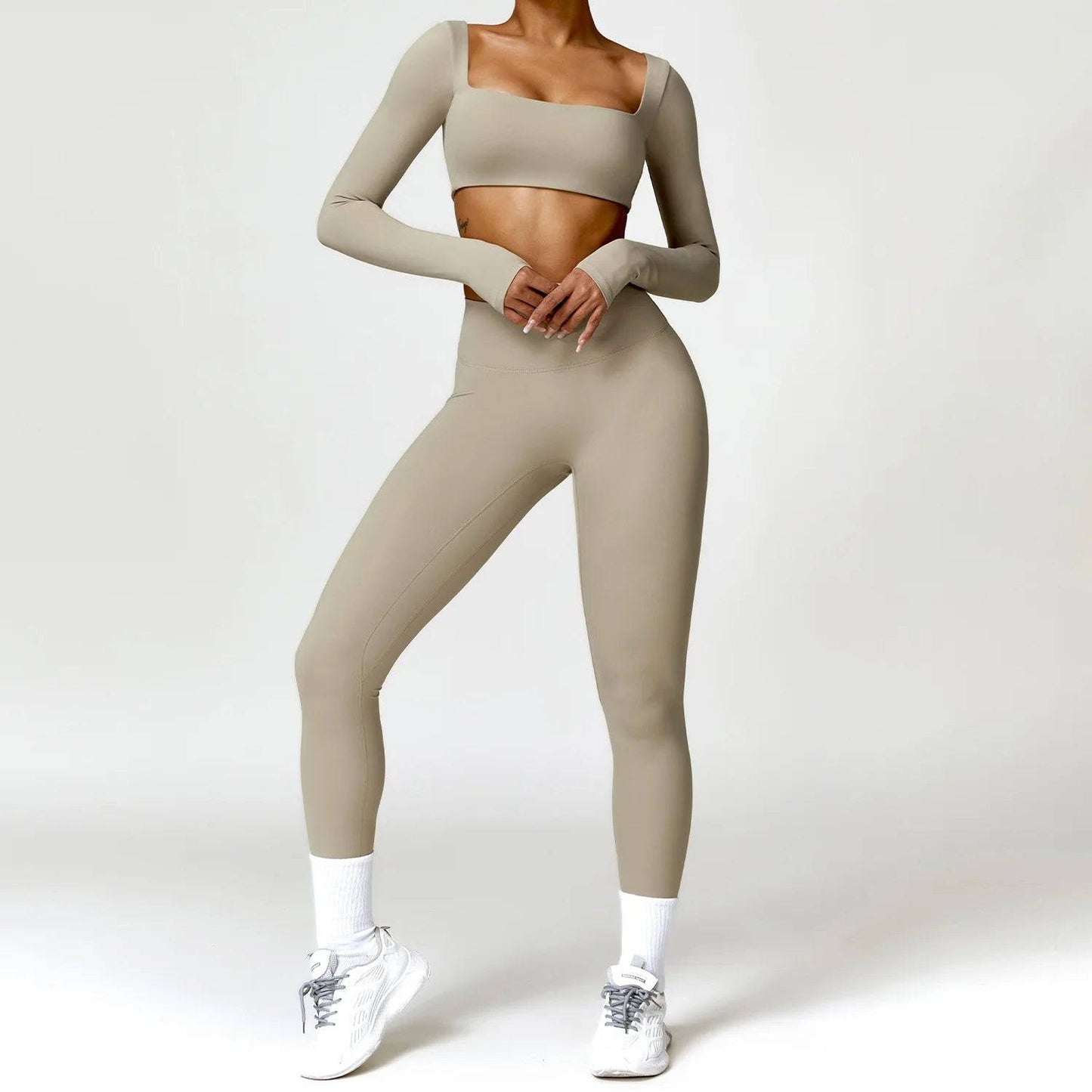 
                  
                    Women Tracksuit Yoga Set 2PCS Sportswear Workout Clothes Athletic Wear Gym Legging Fitness Bra Crop Top Long Sleeve Sports Suits
                  
                