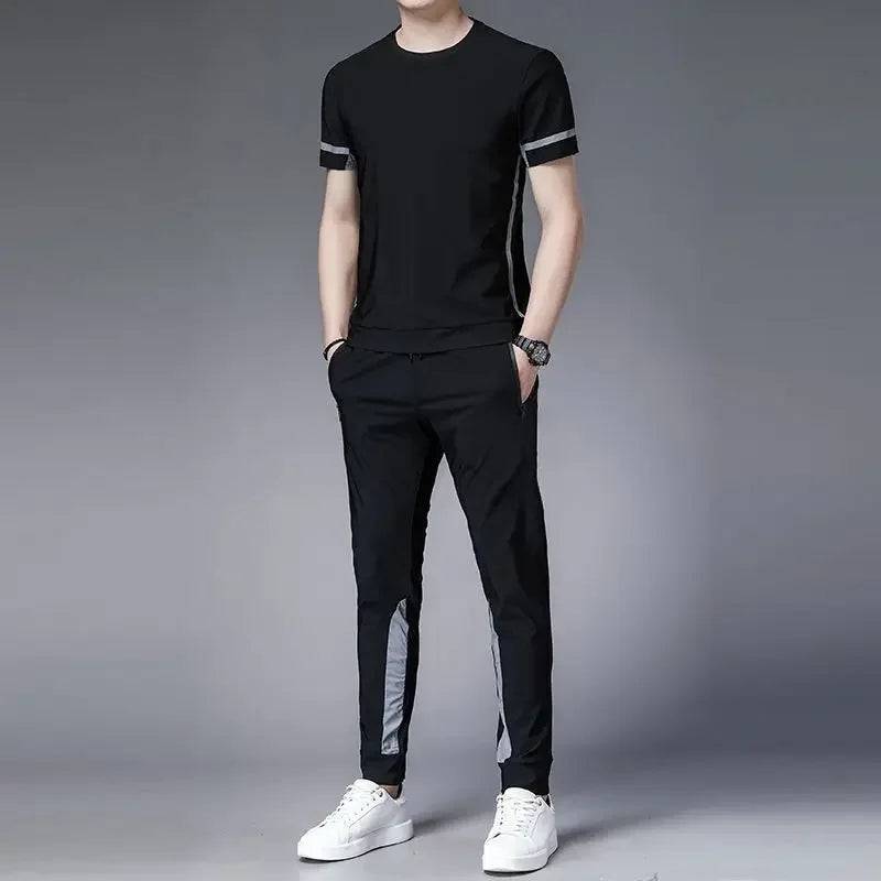 
                  
                    Tracksuit Sportswear Pants Sets Grey Men's Clothing Jogging T Shirt Man No Logo Sports Suits Fashion Top Summer Regular Fit Slim
                  
                