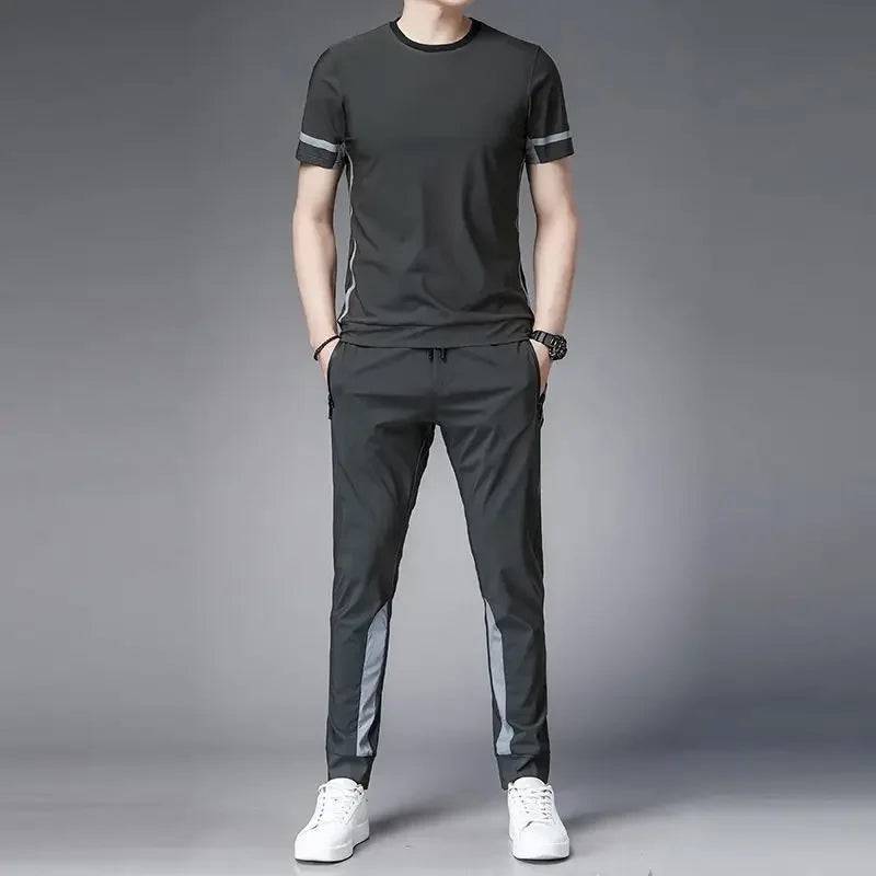 
                  
                    Tracksuit Sportswear Pants Sets Grey Men's Clothing Jogging T Shirt Man No Logo Sports Suits Fashion Top Summer Regular Fit Slim
                  
                