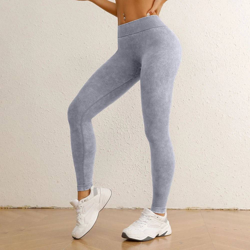 
                  
                    Seamless Sand Washed Denim Sports Leggings Women Stretchy Push Up Running Yoga Pants
                  
                