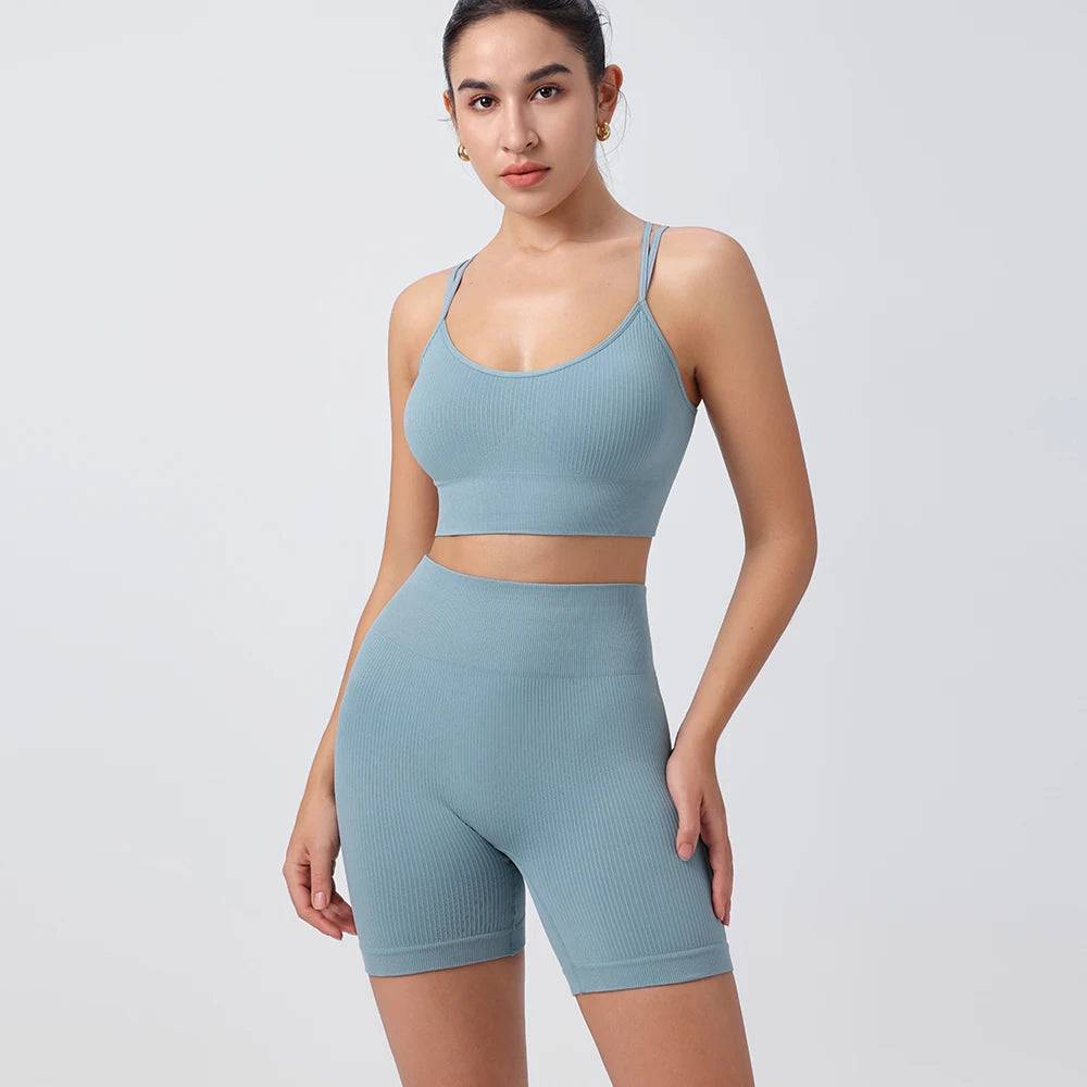 
                  
                    Seamless Yoga Set 2 Pieces Gym Suits With Shorts Crop Top Sexy Bra Women's Tracksuit Running Workout Outfit Fitness Clothing
                  
                