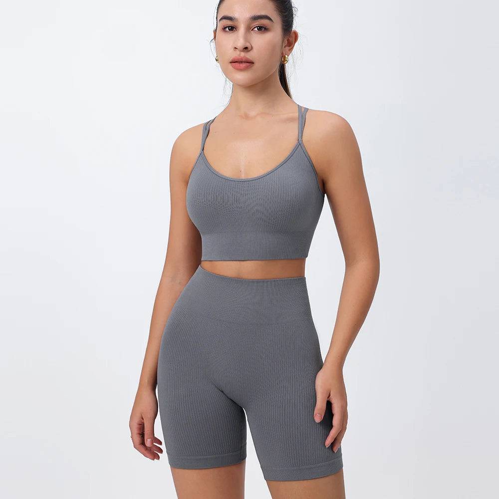 
                  
                    Seamless Yoga Set 2 Pieces Gym Suits With Shorts Crop Top Sexy Bra Women's Tracksuit Running Workout Outfit Fitness Clothing
                  
                