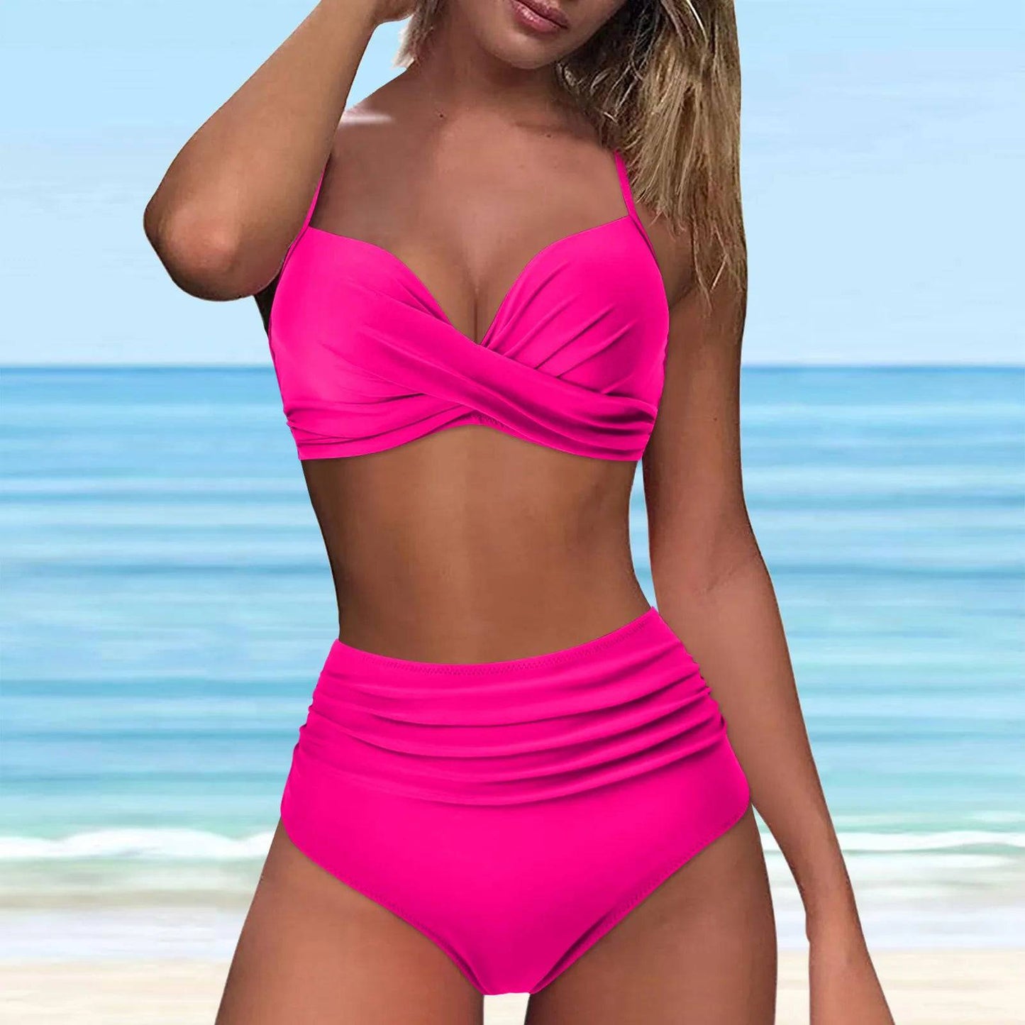 
                  
                    Y2k Sexy Push Up Two Piece Swimsuits Women'S Vintage High Waist Sling Bikini Swimwear Summer Hawaiian Beachwear Trajes De Bano
                  
                