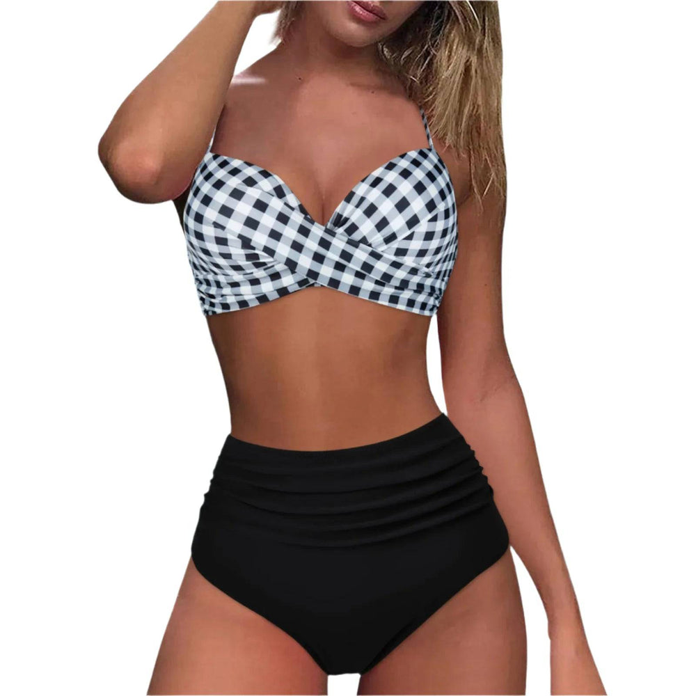 Y2k Sexy Push Up Two Piece Swimsuits Women'S Vintage High Waist Sling Bikini Swimwear Summer Hawaiian Beachwear Trajes De Bano