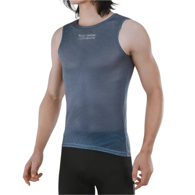 WEST BIKING Cycling Base Layer Vest For Men Sports Quick Dry Bicycle Vests Summer Bike Jersey Mesh Soft Gym Underwear Cloth