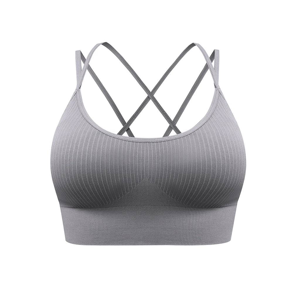 
                  
                    Strappy Tank Yoga Sports Vest With Chest Pad Ribbed High Elastic Women Sports Yoga Bras
                  
                