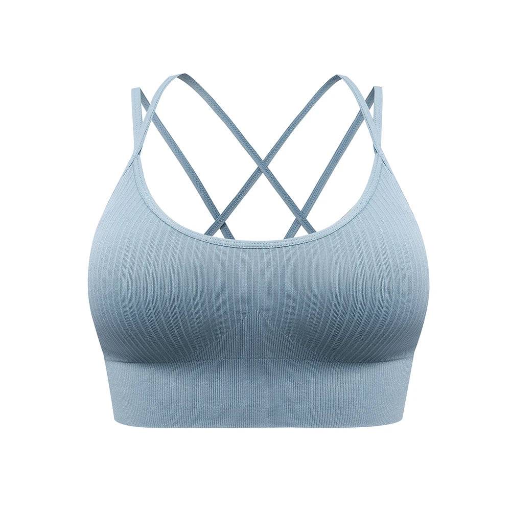 
                  
                    Strappy Tank Yoga Sports Vest With Chest Pad Ribbed High Elastic Women Sports Yoga Bras
                  
                