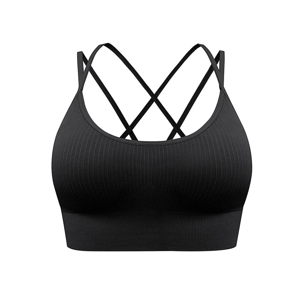 
                  
                    Strappy Tank Yoga Sports Vest With Chest Pad Ribbed High Elastic Women Sports Yoga Bras
                  
                