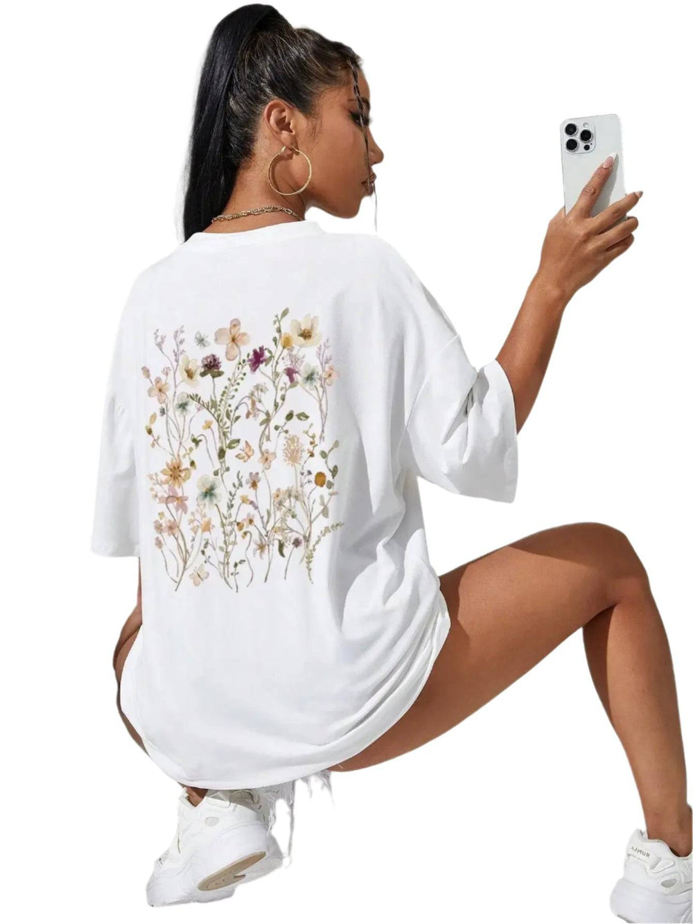 Beautiful flower clusters Print Cotton Women T-Shirts Casual Breathable Soft Short Sleeve Tops Loose Comfortable Street Clothes