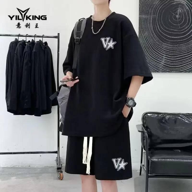 
                  
                    Korean Fashion Men Short Sets Hip Hop Rock Casual Short Suit Funny Bear Tshirts Shorts 2 Piece Set Summer Tracksuit Men 2023 New
                  
                