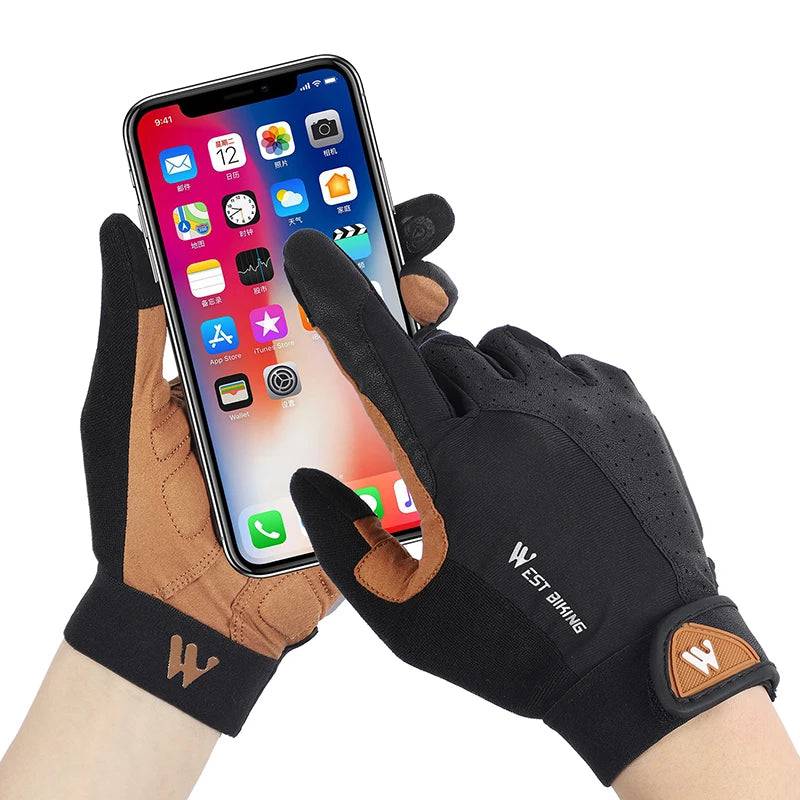 
                  
                    WEST BIKING Spring Autumn Cycling Gloves Full Finger Touch Screen Bike Shock Absorbing Gloves PU Leather Non-Slip Fitness Gloves
                  
                