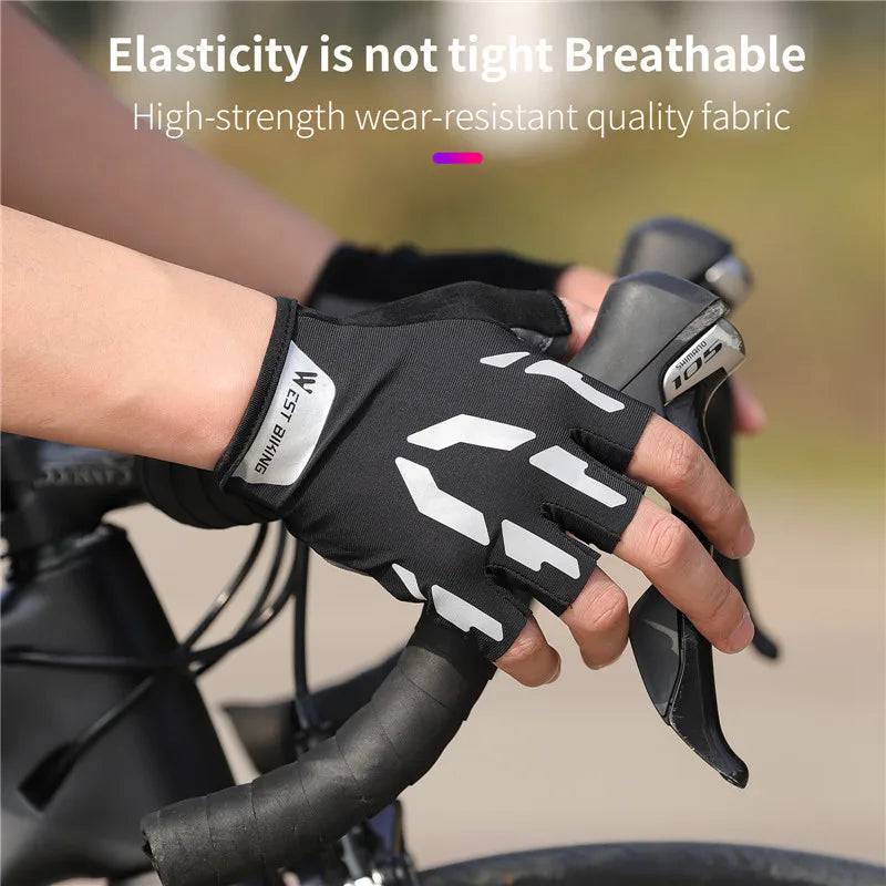 
                  
                    WEST BIKING Summer MTB Cycling Half Finger Glove For Man Crossfit Workout Track Mitts Non-Slip Silicone Reflective Strip Gloves
                  
                