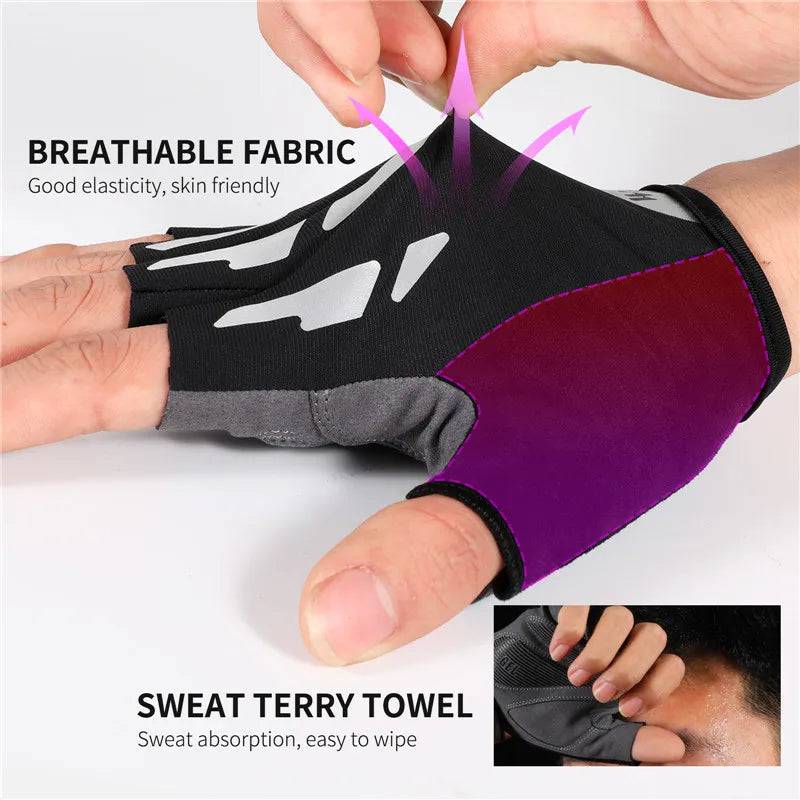 
                  
                    WEST BIKING Summer MTB Cycling Half Finger Glove For Man Crossfit Workout Track Mitts Non-Slip Silicone Reflective Strip Gloves
                  
                